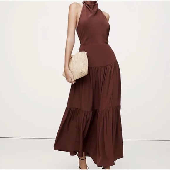 Banana Republic Dresses & Skirts - NWT Banana Republic Matte Silk Halter Maxi Dress In Deep Brick Size 12